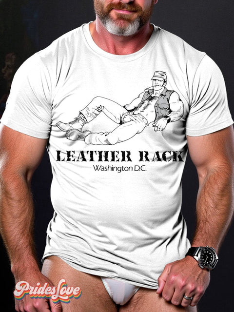 Men’s Lgbt Gay Pride Leather Rack Print T-Shirt White / S