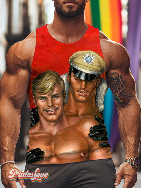 Men’s Lgbt Gay Pride Leather Sexy Tank Top Multicolor / S