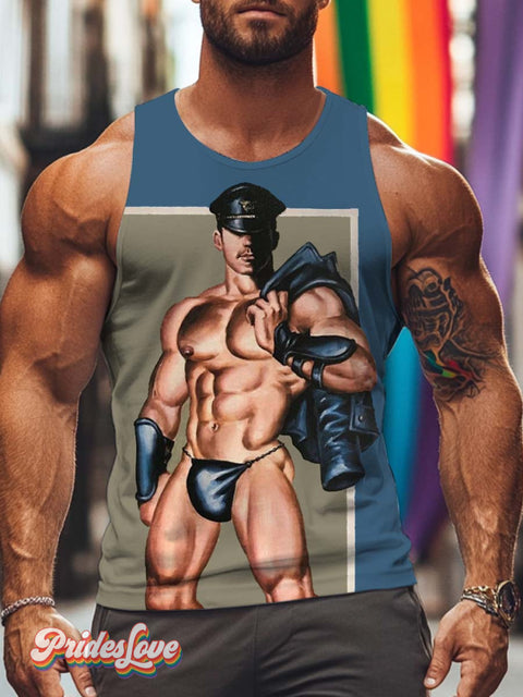 Men’s Lgbt Gay Pride Leather Tank Top Multicolor / S