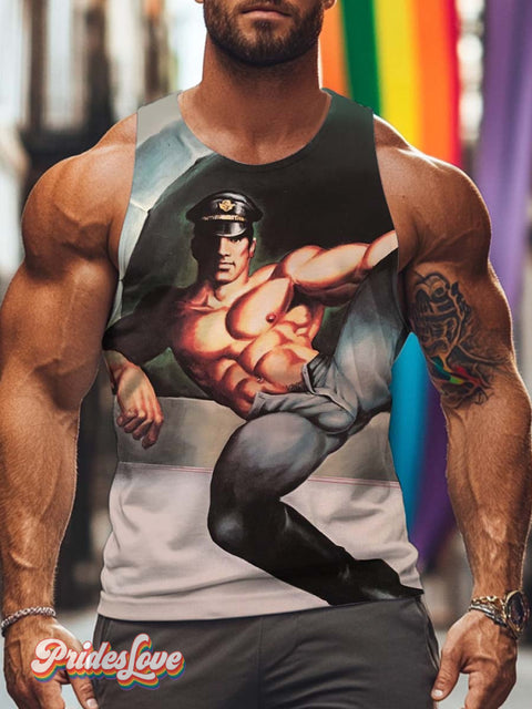 Men’s Lgbt Gay Pride Leather Tank Top Multicolor / S