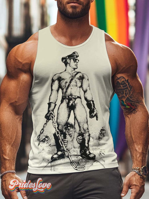 Men’s Lgbt Gay Pride Leather Tank Top Multicolor / S
