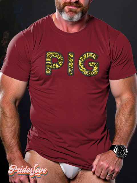 Men’s LGBT Gay Pride Pig Print T-shirt Red / S