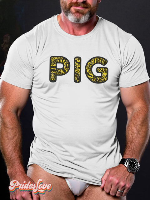 Men’s LGBT Gay Pride Pig Print T-shirt White / S