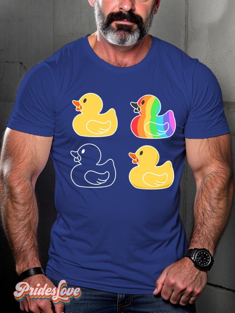 Men’s Lgbt Gay Pride Rainbow Duck Print Casual T-Shirt Blue / S