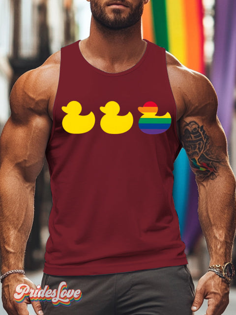 Men’s Lgbt Gay Pride Rainbow Duck Print Tank Top Red / S