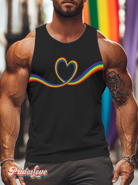 Men’s Lgbt Gay Pride Rainbow Love Print Tank Top Black / S