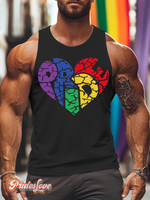 Men’s Lgbt Gay Pride Rainbow Love Print Tank Top Black / S