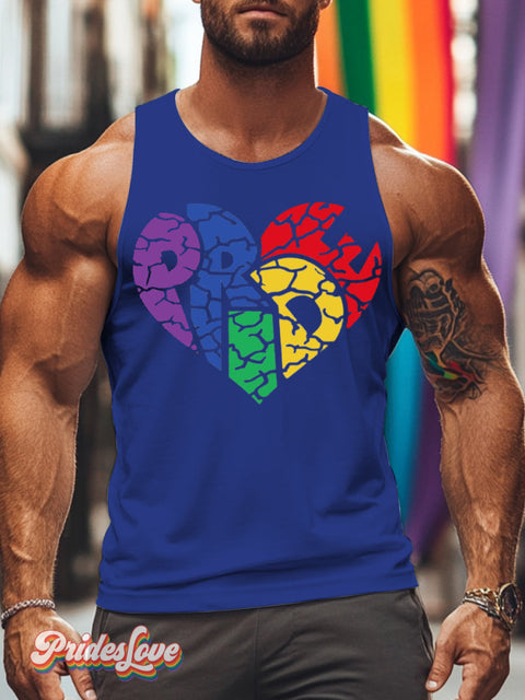 Men’s Lgbt Gay Pride Rainbow Love Print Tank Top Blue / S