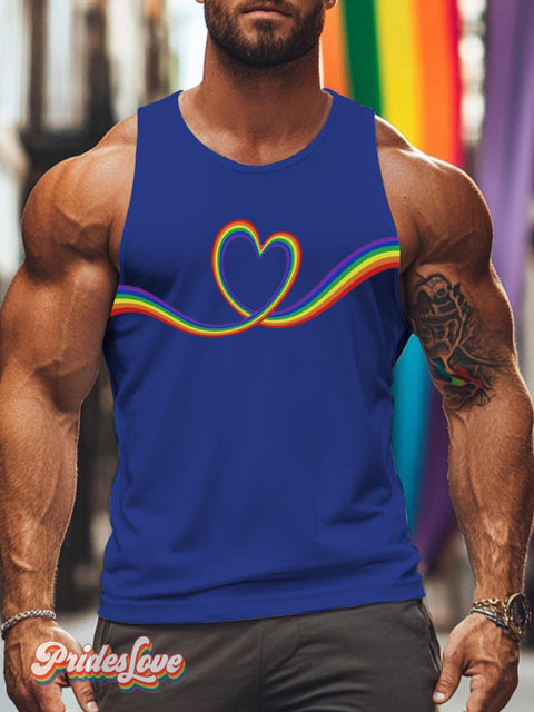 Men’s Lgbt Gay Pride Rainbow Love Print Tank Top Blue / S