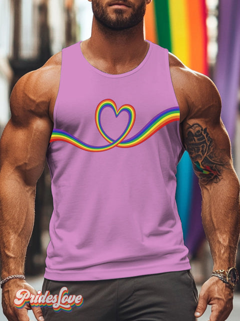 Men’s Lgbt Gay Pride Rainbow Love Print Tank Top Pink / S
