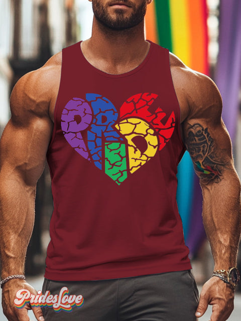 Men’s Lgbt Gay Pride Rainbow Love Print Tank Top Red / S