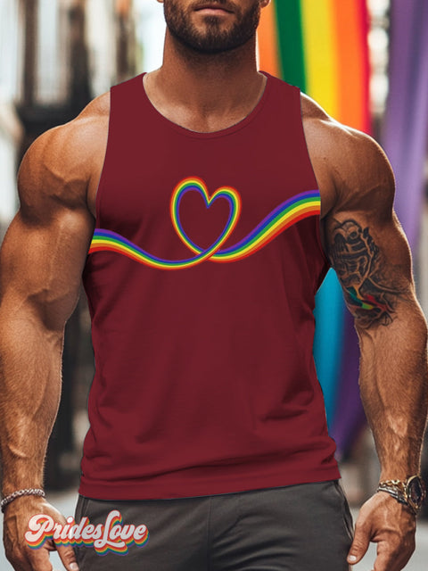Men’s Lgbt Gay Pride Rainbow Love Print Tank Top Red / S