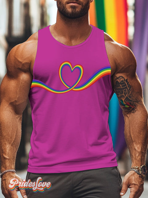 Men’s Lgbt Gay Pride Rainbow Love Print Tank Top Rosepink / S