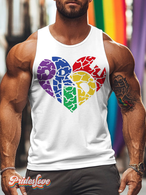 Men’s Lgbt Gay Pride Rainbow Love Print Tank Top White / S