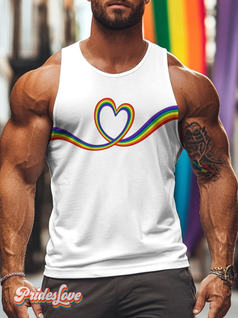 Men’s Lgbt Gay Pride Rainbow Love Print Tank Top White / S