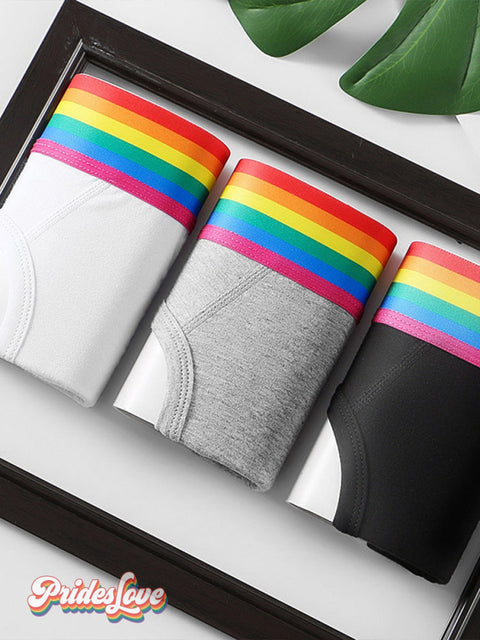 Men’s LGBT Gay Pride Rainbow Stripe Casual Briefs