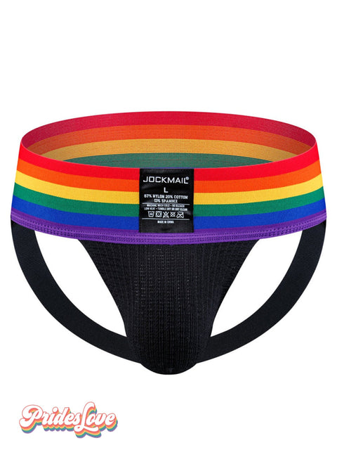 Men’s LGBT Gay Pride Rainbow Stripe Casual Briefs Black / L
