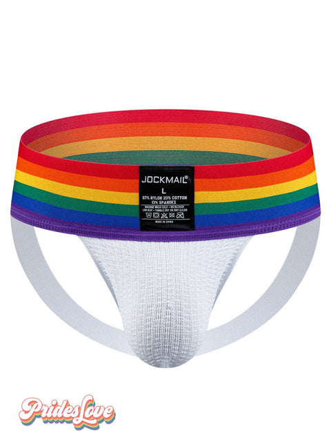 Men’s LGBT Gay Pride Rainbow Stripe Casual Briefs White / L