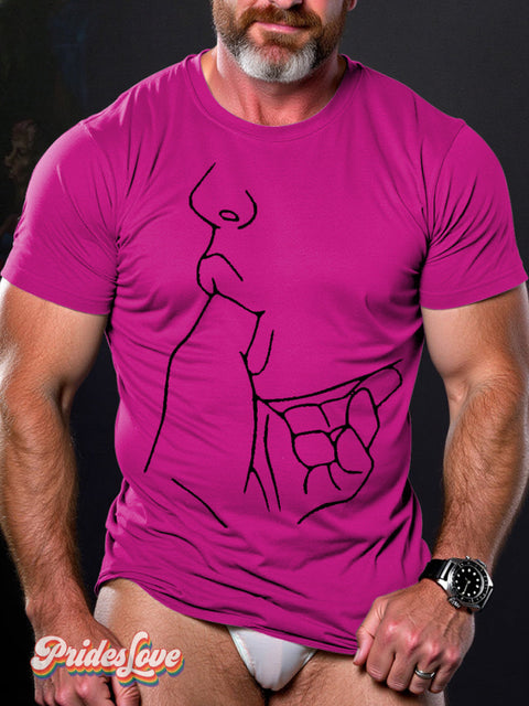 Men’s LGBT Gay Pride Sucking Print T-shirt Pink / S