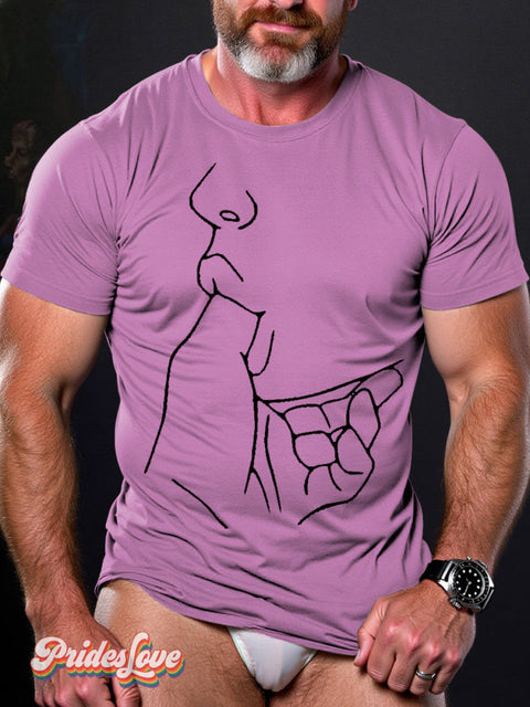 Men’s LGBT Gay Pride Sucking Print T-shirt Purple / S