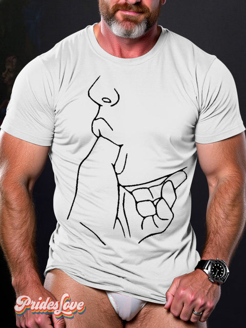 Men’s LGBT Gay Pride Sucking Print T-shirt White / S
