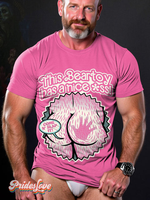 Men’s LGBT Gay Pride This Beartoy Kinky Booty Art Casual Print T-Shirt