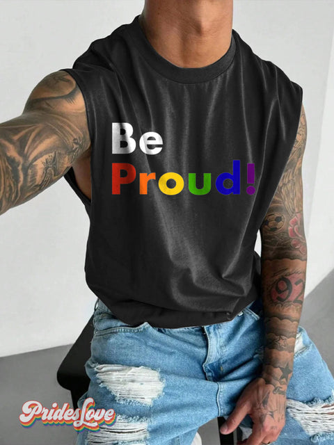 Men’s Lgbt Gay Rainbow Be Pride Wide Shoulder Vest Black / S