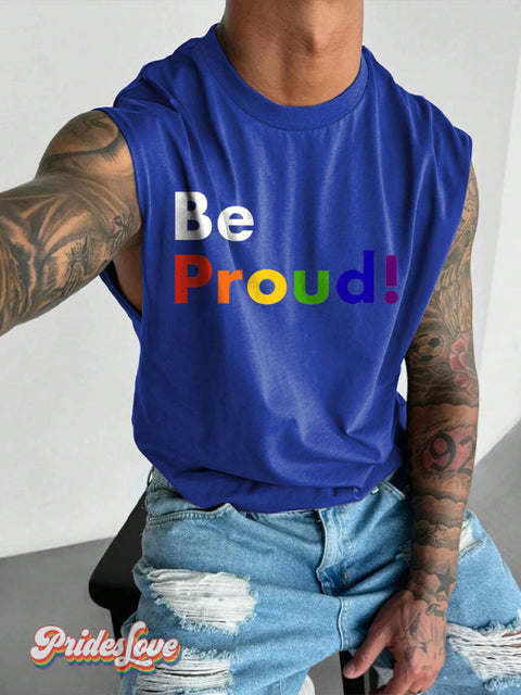 Men’s Lgbt Gay Rainbow Be Pride Wide Shoulder Vest Blue / S