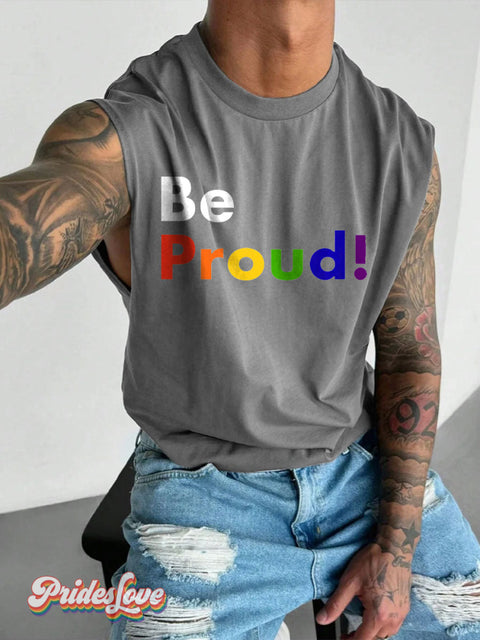 Men’s Lgbt Gay Rainbow Be Pride Wide Shoulder Vest Grey / S