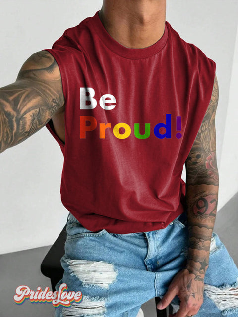 Men’s Lgbt Gay Rainbow Be Pride Wide Shoulder Vest Red / S