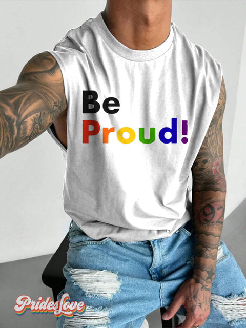 Men’s Lgbt Gay Rainbow Be Pride Wide Shoulder Vest White / S