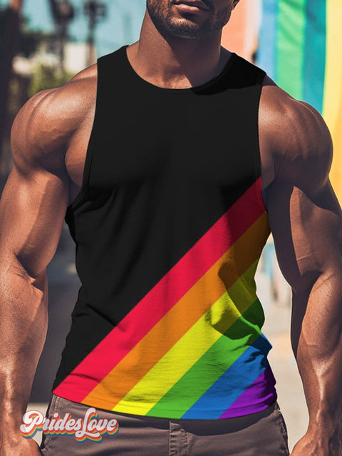 Men’s Lgbt Gay Rainbow Pride Flag Print Tank Top Multicolor / S