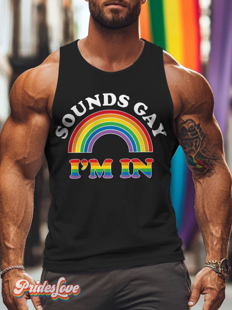 Men’s Lgbt Gay Sounds I’m In Pride Casual Print Tank Top Black / S