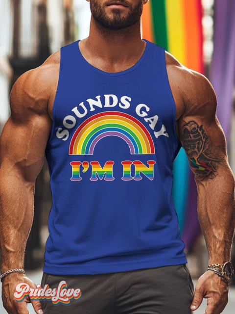 Men’s Lgbt Gay Sounds I’m In Pride Casual Print Tank Top Blue / S