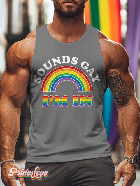 Men’s Lgbt Gay Sounds I’m In Pride Casual Print Tank Top Grey / S