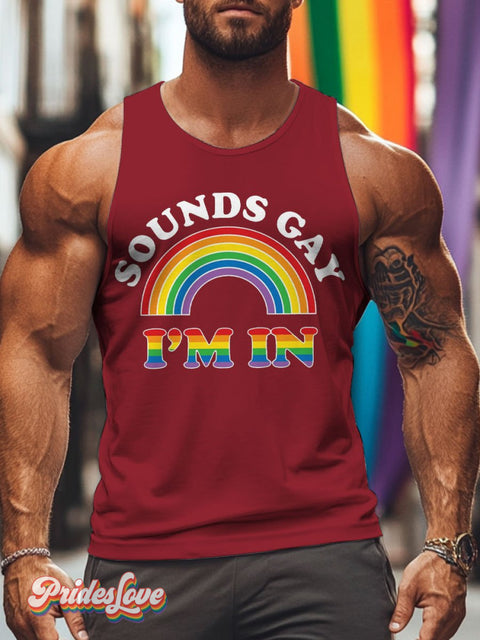 Men’s Lgbt Gay Sounds I’m In Pride Casual Print Tank Top Maroon / S