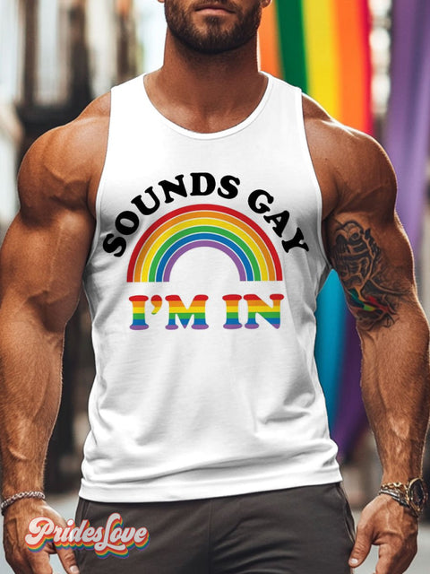Men’s Lgbt Gay Sounds I’m In Pride Casual Print Tank Top White / S