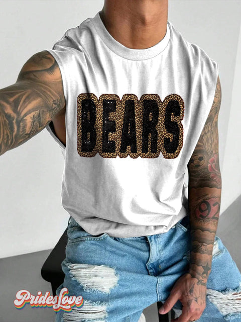 Men’s LGBT Leopard Print Bear Print Wide Shoulder Vest White / S