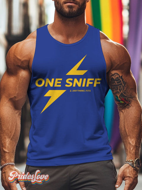 Men’s Lgbt One Sniff & Anything Fits Pride Casual Print Tank Top Blue / S