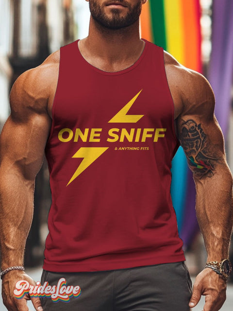 Men’s Lgbt One Sniff & Anything Fits Pride Casual Print Tank Top Maroon / S