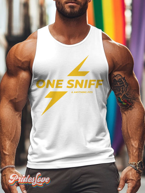 Men’s Lgbt One Sniff & Anything Fits Pride Casual Print Tank Top White / S