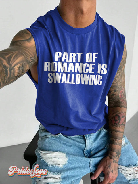 Men’s LGBT Part Of Romance IS Swallowing Casual Print Wide Shoulder Vest Blue / S