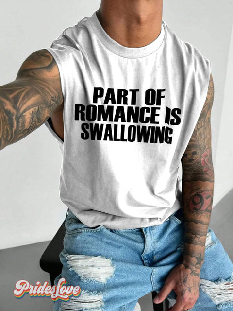 Men’s LGBT Part Of Romance IS Swallowing Casual Print Wide Shoulder Vest White / S