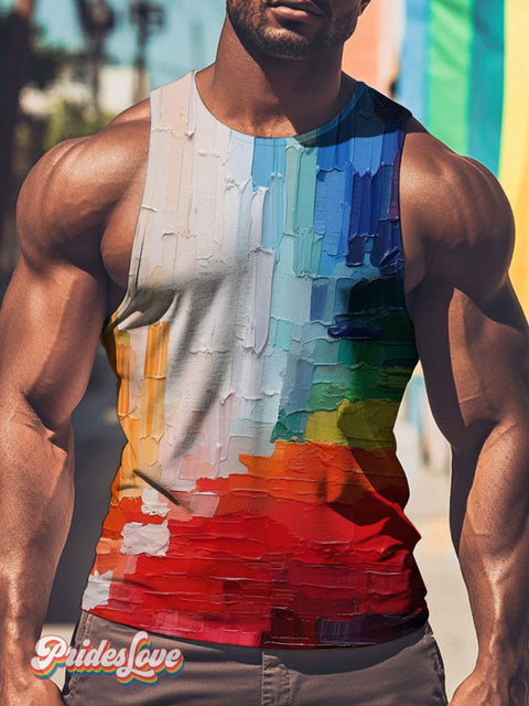 Men’s LGBT Pride Gay Pride Abstract Rainbow Art Print Tank Top