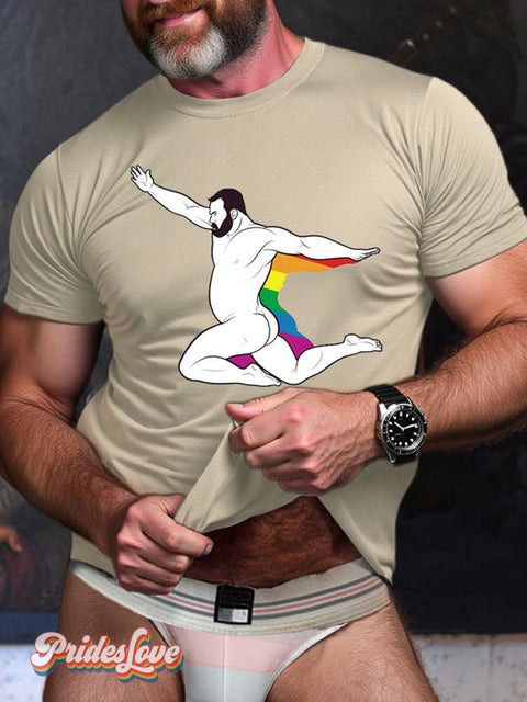 Men’s Lgbt Pride Gay Art Print T-Shirt Beige / S