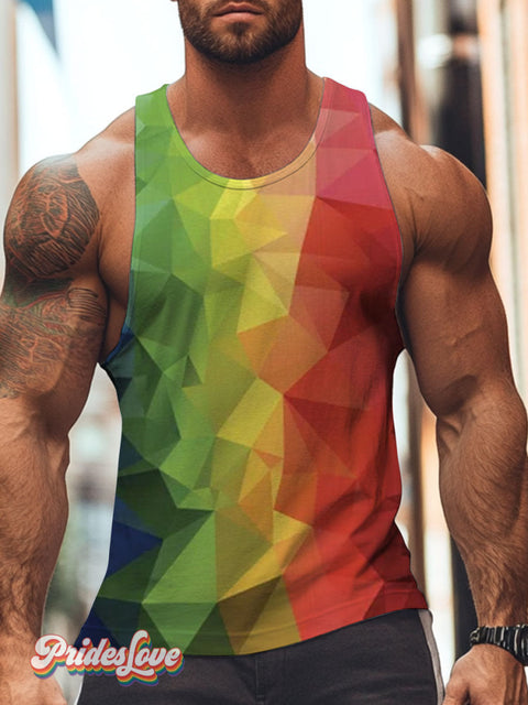Men’s LGBT Pride Gay Colorful Rainbow Art Print Tank Top