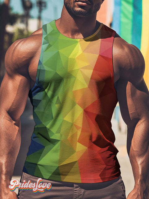 Men’s LGBT Pride Gay Colorful Rainbow Art Print Tank Top