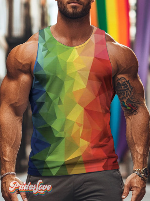 Men’s LGBT Pride Gay Colorful Rainbow Art Print Tank Top Multicolor / S