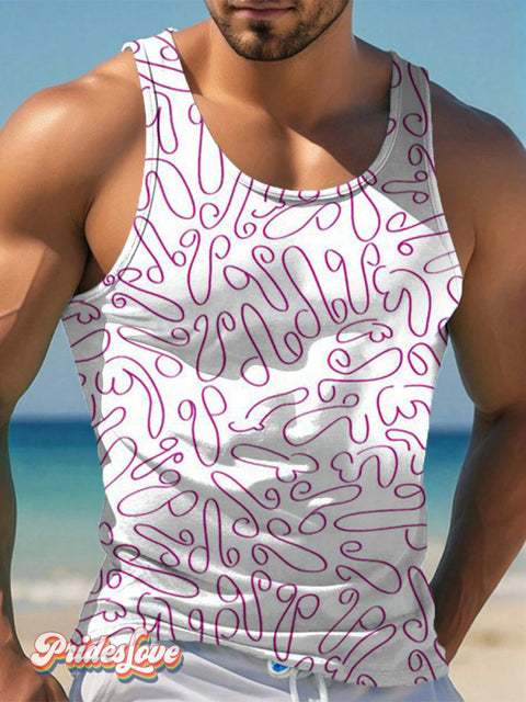 Men’s LGBT Pride Gay Dick Art Print Tank Top Multicolor / S