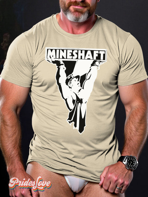Men’s Lgbt Pride Gay Mineshaft Print T-Shirt Beige / S